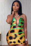 Sexy Patch Print Mini Bodycon
