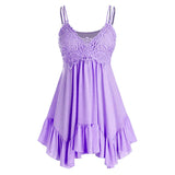 Sleeveless Top Women Fashion Vest Solid Color Casual Sleeveless Vest Slim Tank Tops Flounce Lace Guipure Tank