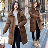 Winter New Hooded Cotton-Padded Suit Korean Version Of The Large Size Long Loose Over The Knee Thick Padded Clothes Bread Coat-Outfit