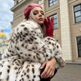 Long Belted Leopard Faux Fur Coat-Outfit