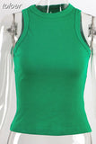 Summer Round Neck Sleeveless Cut Out Sexy Crop Off Shoulder Solid 2023 Skinny Sport Short Tops Female Fashion