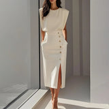 Elegant Workplace Party Button Dress New
