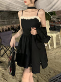 Strap Corset Dress Women Design Bow Y2k Mini Dress Party Sleeveless Beach Style Elegant One Piece Dress Korean 2022