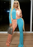 Contrast Color Velour Zipper