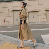 Brand New Spring Autumn Long Women Trench Coat Double Breasted Belted Storm Flaps Khaki Dress Loose Coat Lady Outerwear