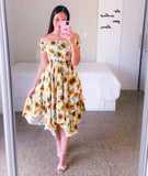 Summer Ladies Sexy Off Shoulder Flower Print Dress Elegant Short Sleeve Elastic Irregular Casual Dress Vestido De