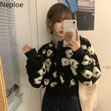 Flower Jackets for Women Crop Coat Winter Clothes Woman Ropa Mujer Long Sleeve Jacket Korean Fashion Embroidery
