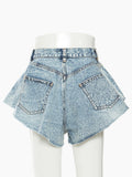 Fashion Women's Denim Shorts New High Waist Loose Straight Metal Tassel Streetwear Short Jeans Female Summer 2023