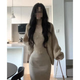 And Winter New Lazy Wind Sweater Jacket Lace Sling Vest Hip Skirt