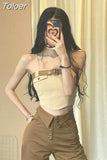 Crop Tops Women's Clothing Tunic Fashion Korean Tanks Backless Irregular Summer Camis Fashion Y2k Top 2023 Ropa Mujer