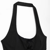 The Autumn Of 2025, The New Women's Sleeveless Body-Free Sexy Bare Back Hanging Neck Fluffy