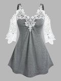 Women Fashion Lace Tank Top Summer Casual Lace Stitching Tank Top Multicolor Slim Cold Shoulder Vest New V-neck Stitching
