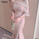 Elegant Ruffles Dress Women 2023 Spring Long Sleeve Spaghetti Strap Vintage Party Dresses Office Ladies