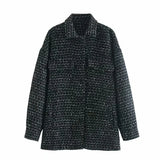 Ardm Za 2020 Coat Women Fashion With Pockets Loose Tweed Jacket Coat Vintage Long Sleeve Button-up Veste Female Outerwear