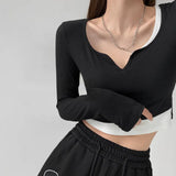 Sleeve Elegant Girl T Shirt Thin Slim Y2k Crop Tops Women Korean Fashion Clothing Elegant Blouse Office Lady 2022
