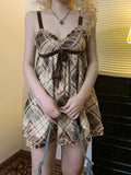 Print Bow Tie Sling Sling Sexy Babes Lace Spliced