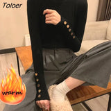 Slim Thicken Plus Velvet Classic Sweater Woman New Winter Knitted Long Pullover Korean Fleece Lined Warm Knitwear
