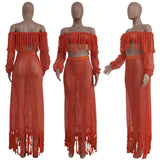 Toloer New Women's Casual Netted Fram Beach Dress 2 Sets-Outfit
