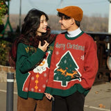 Womens Christmas Sweaters Casual Thicker Warm Women BF Loose O-Neck Jacquard Outer Letter Knitted Tops
