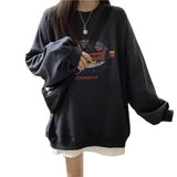 Toloer Fire Round Collar Hoodie Women Autumn 2023 New Korean Version Of The Cap Thin Coat Students Loose Clothes