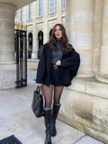 Women's Autumn New Fashion Asymmetric Blending Short Loose Coat