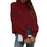 Solid-Color Knitted Shirt Women's High-Collar Women's New High-Collar Sweater In Autumn And Winter