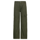 Rockmore Green Vintage Baggy Jeans Women'S Pockets Wide Leg Cargo Pants Streetwear Casual Low Waist Denim Straight Trousers