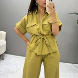 Summer 2025 Summer Commute Elegance Commute Elegance With V-Neck Tie Trousers