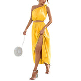 Women's Fashion Slanted Shoulder Bow Set Open Large Pendulum Dress Two Sets Of