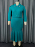 African Plus-Size Shirt-Collar Dress Party Party Fishtail