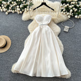Elegant Dress Women's Summer Dress French Light Luxury Lace Lace To Receive Waist Temperament Sling