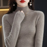 Turtleneck Elegant Soft Sweater Women Knitted Pullover Cashmere Bottoming Fashion Tops 2022 Jumper Winter Clothing