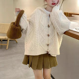 Autumn New Spring And Autumn Lazy Soft Knitted Cardigan Soft Knitted Cardigan Soft Tie Blue Hooded Sweater Coat Women Autumn And