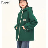 Women Thick Plush Coat 2022 Winter Long Sleeve Lapel Stand Collar Loose Hooded Jacket Pocket Warm Casual Outwear