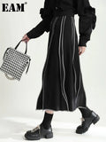 High Elastic Waist Black Irregular Color-block Casual Half-body Skirt Women Fashion Tide New Spring Autumn 2023