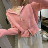 Zipper Sweater Jacket Cardigan 2025 Spring And Autumn Wear A Small Design Of Small Short Hooded Knitted