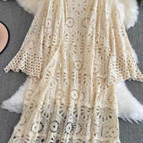 Wind With Thin Crochet Crocheted Cardigan Women's Holiday Wind Wearing Shawl Coat Long Sunscreen