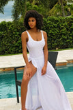 Sexy U Neck Backless Straps Holidays Bodysuit and Long Mesh Beach Cover Up 2 Piece