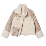 Warm Lamb Wool Coat Women Fleece Shaggy Thick Small Fragrance Jacket Patchwork Ladies Pocket Short Teddy Jacket
