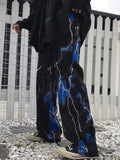 Women's pants harajuku street retro lightning casual trousers for female loose wide leg trouser suits cloth hip hop