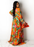 Print Floral Wrap Long Maxi