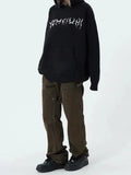 punk hoodie with skull jacquard