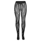 Hollow Out High Waist Leggings Mesh See Through Pants For Women Stockings Casual Fashion Black Trousers Streetwear Bottoms