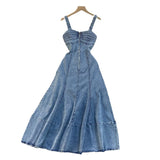 New Denim Dress Suspension Back High-Waisted Zipper Repair Large-Swearing Denim