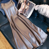 Woman Dress Satin Spaghetti Strap Party Dresses V-neck Sexy Summer Dress Women 2022 Sleeveless Evening Vestidos