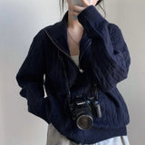 Vintage Half Zip Up Cable Knit Sweater-Outfit
