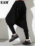 High Elastic Waist Black Zipper Long Harem Pants New Loose Fit Trousers Women Fashion Tide Spring Autumn 2023