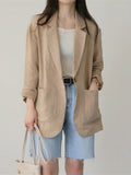 Women's Suit Jacket Temperament Commuter Thin Linen Single Button Casual Loose Cotton and Linen Small Suit Jacket