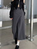 Irregular Long Skirt Women Vintage Y2K High Waist A-line Patchwork Pleated Skirt School Casual 90s Streetwear