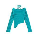 Sweater Women Pure Color Elegant Blouse +Y2k Crop Tops Korean Clothing 2022 Autumn Long Sleeve Pullover 2 Piece Set